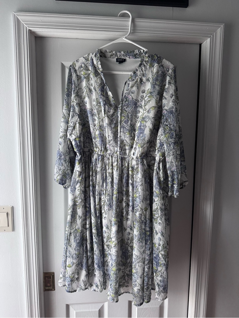 TORRID FLORAL MINI SWISS DOT FLORAL KEYHOLE DRESS SIZE 1 (US 14/16)